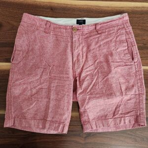 J Crew Beach Shorts Mens 33W Linen Cotton Blend Flat Front Chino 8.5" Inseam